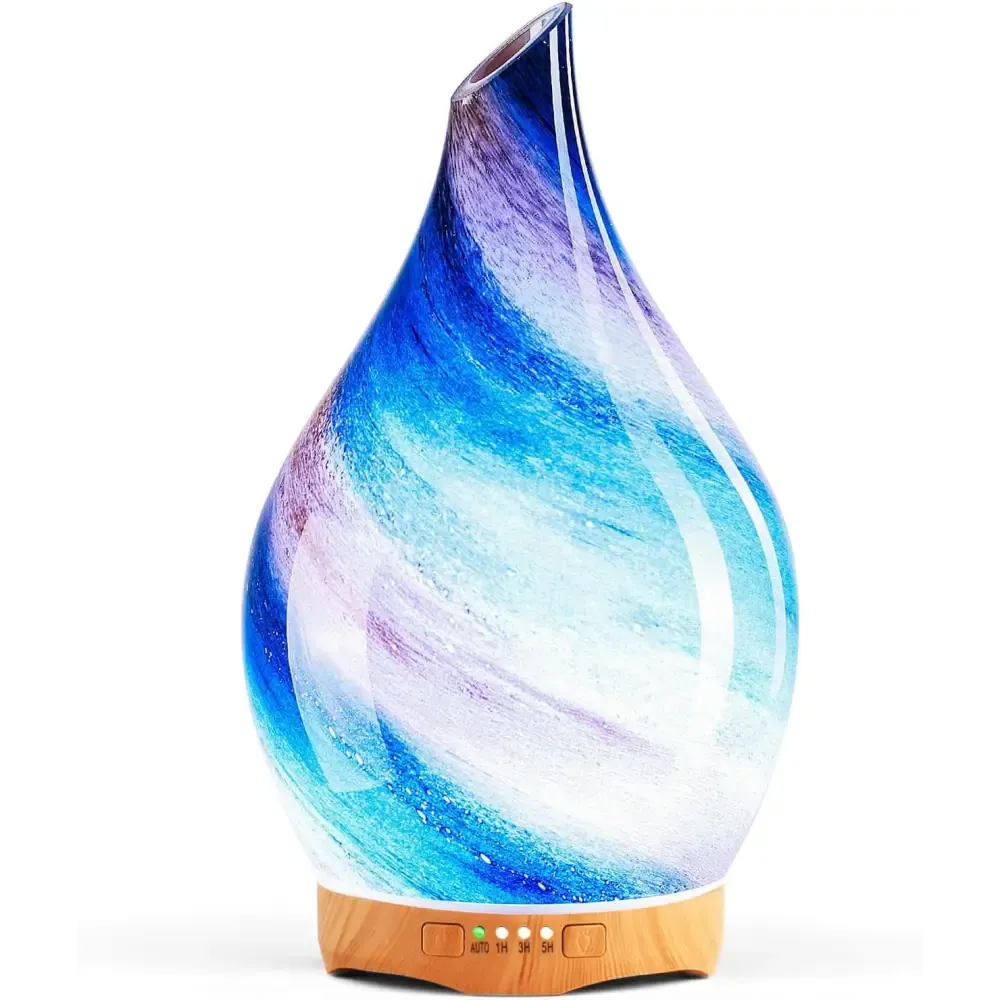 Elegant 3D Glass Marble Oil Diffuser with LED Lights