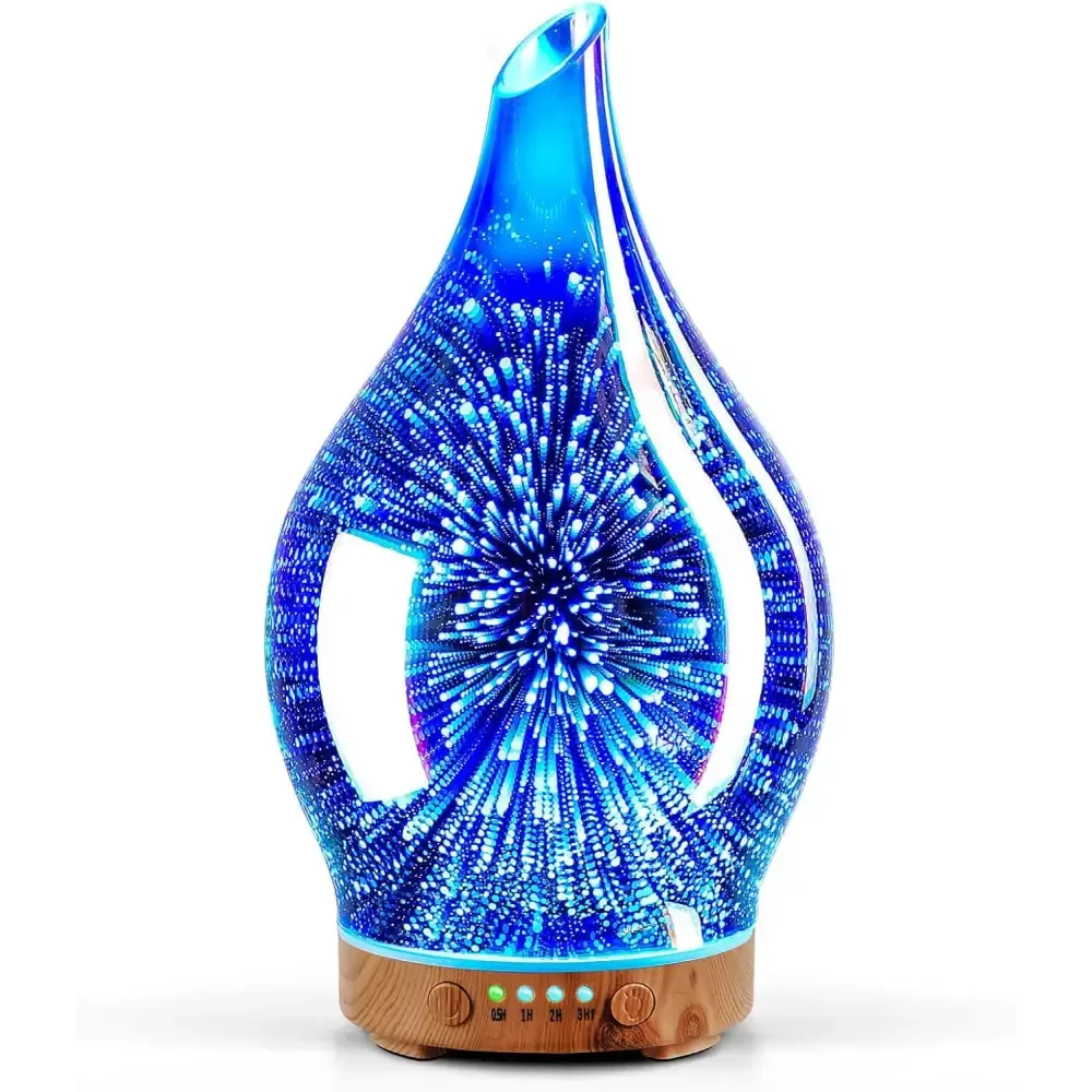 Elegant 3D Glass Marble Oil Diffuser with LED Lights