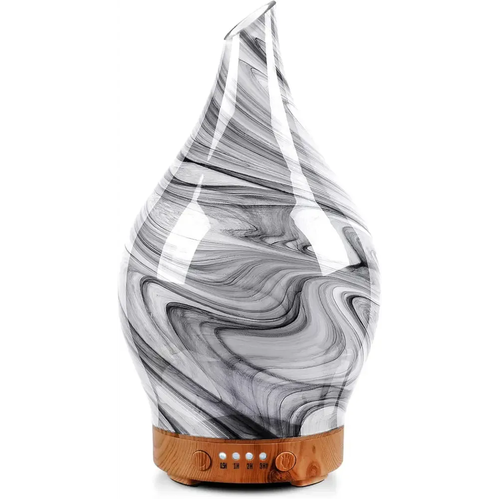 Elegant 3D Glass Marble Oil Diffuser with LED Lights