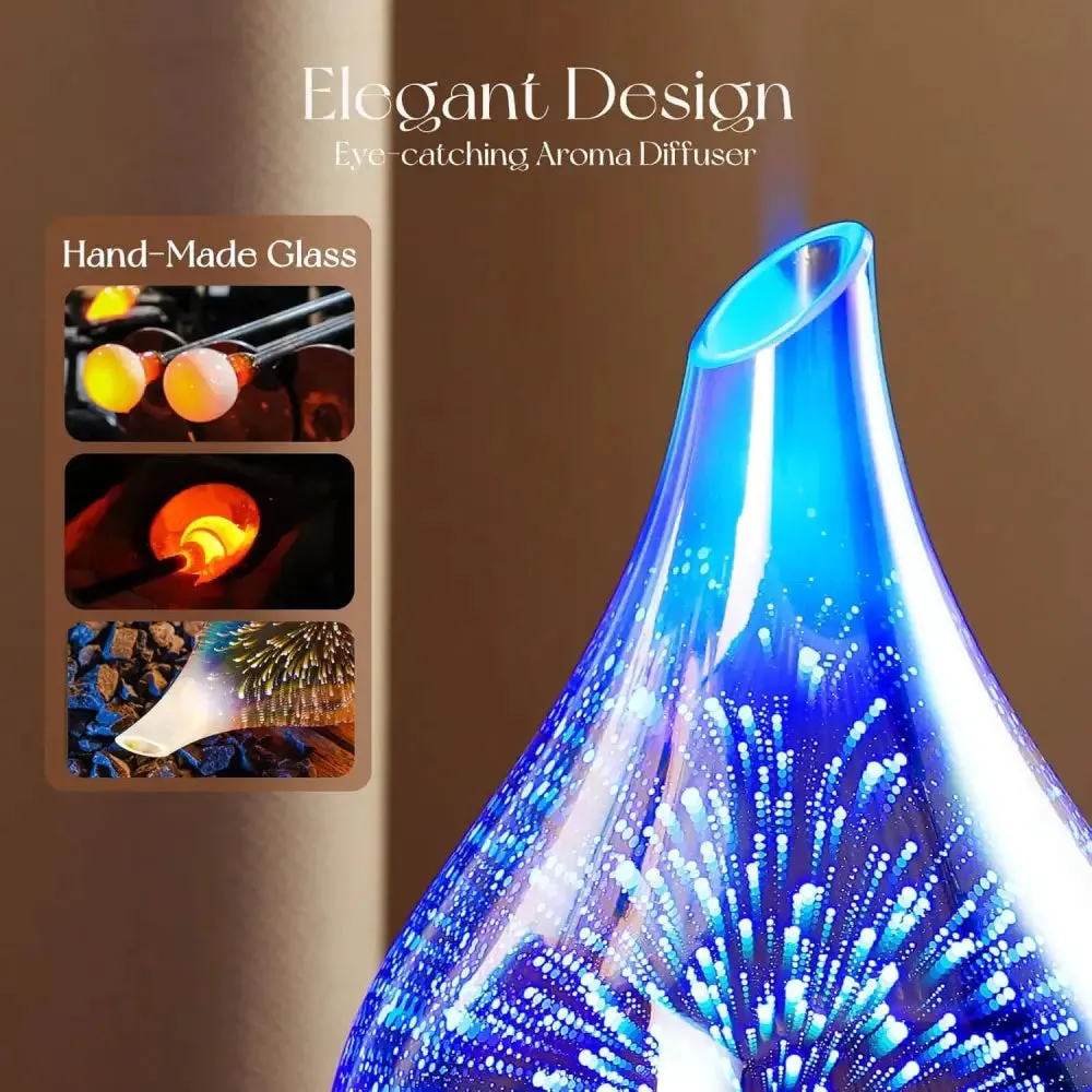 Elegant 3D Glass Marble Oil Diffuser with LED Lights