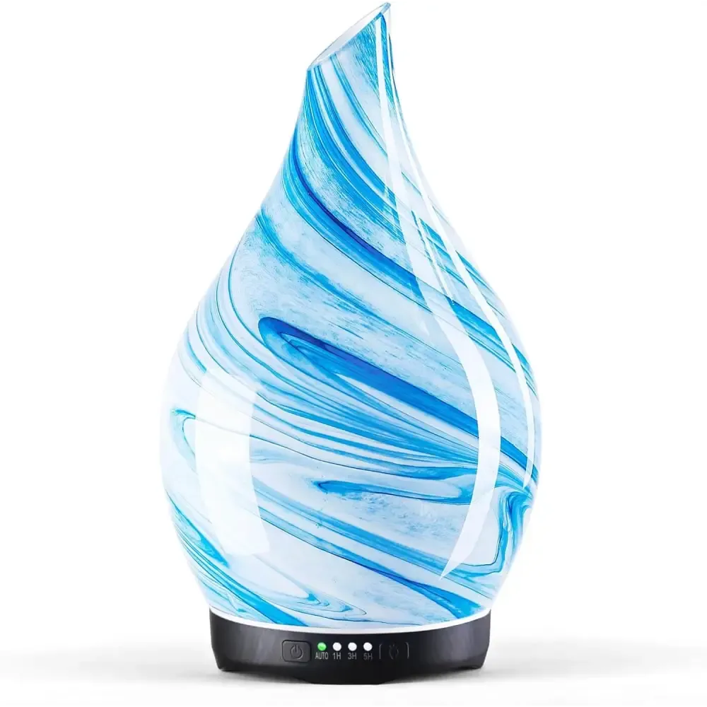 Elegant 3D Glass Marble Oil Diffuser with LED Lights