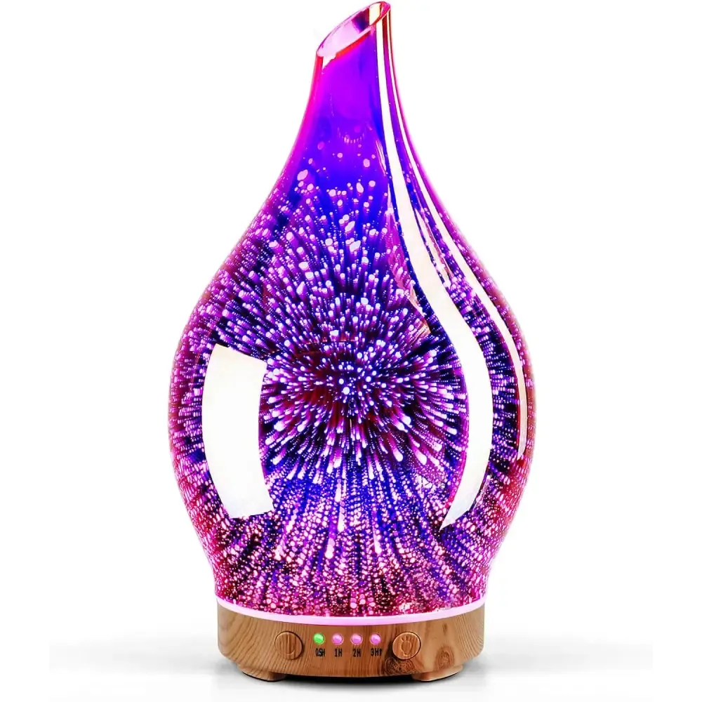 Elegant 3D Glass Marble Oil Diffuser with LED Lights
