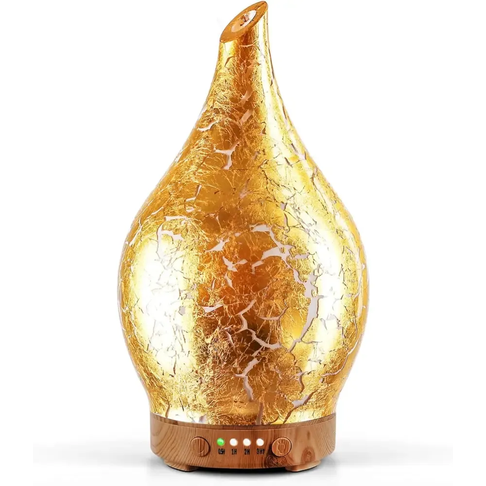 Elegant 3D Glass Marble Oil Diffuser with LED Lights
