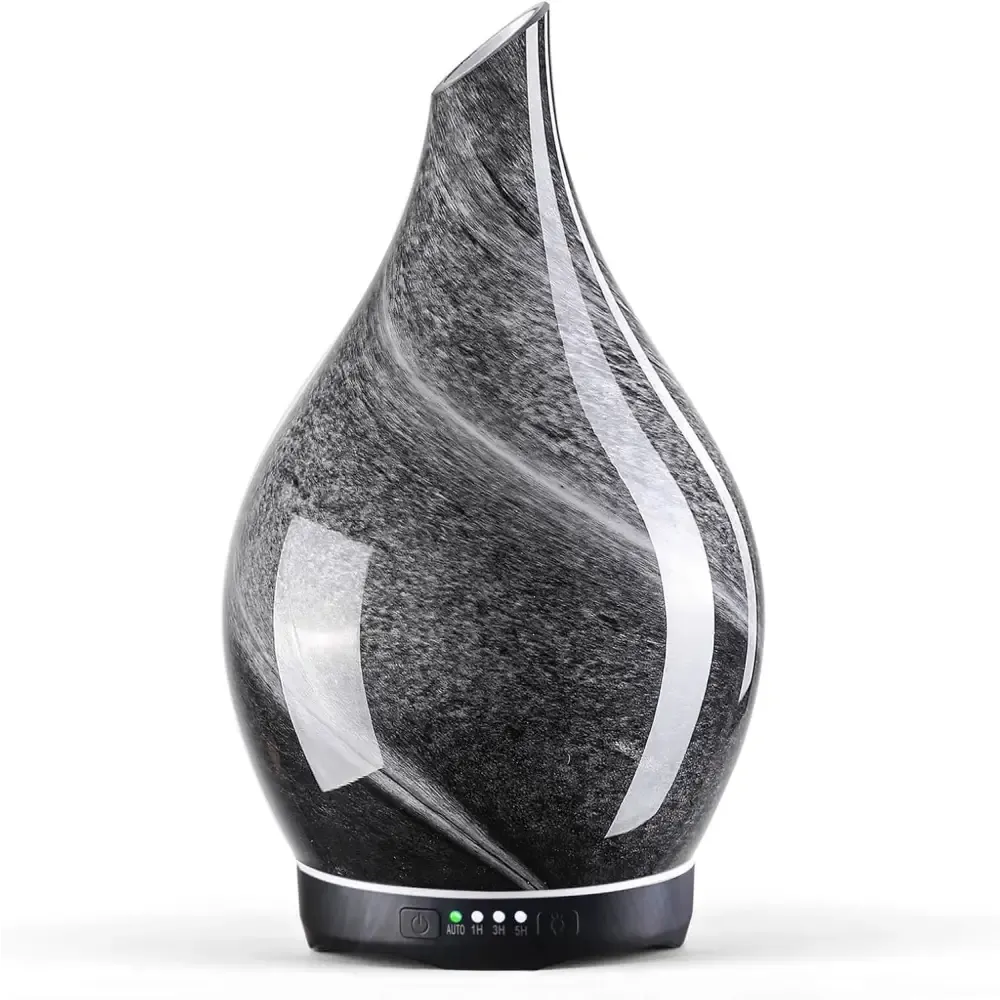 Elegant 3D Glass Marble Oil Diffuser with LED Lights