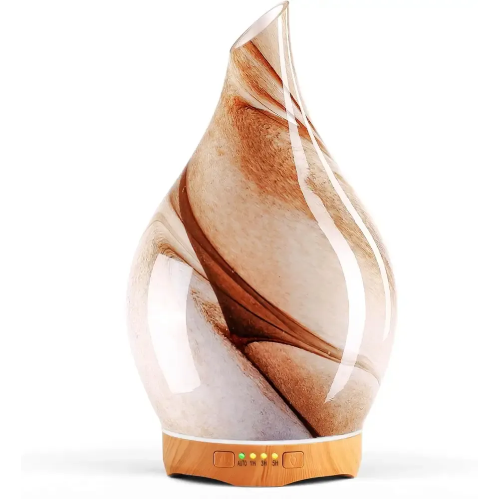 Elegant 3D Glass Marble Oil Diffuser with LED Lights