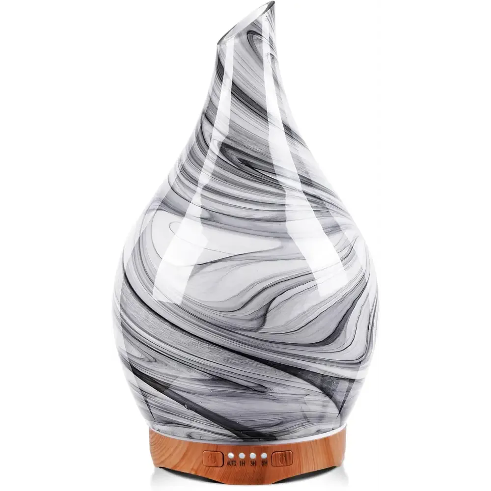 Elegant 3D Glass Marble Oil Diffuser with LED Lights