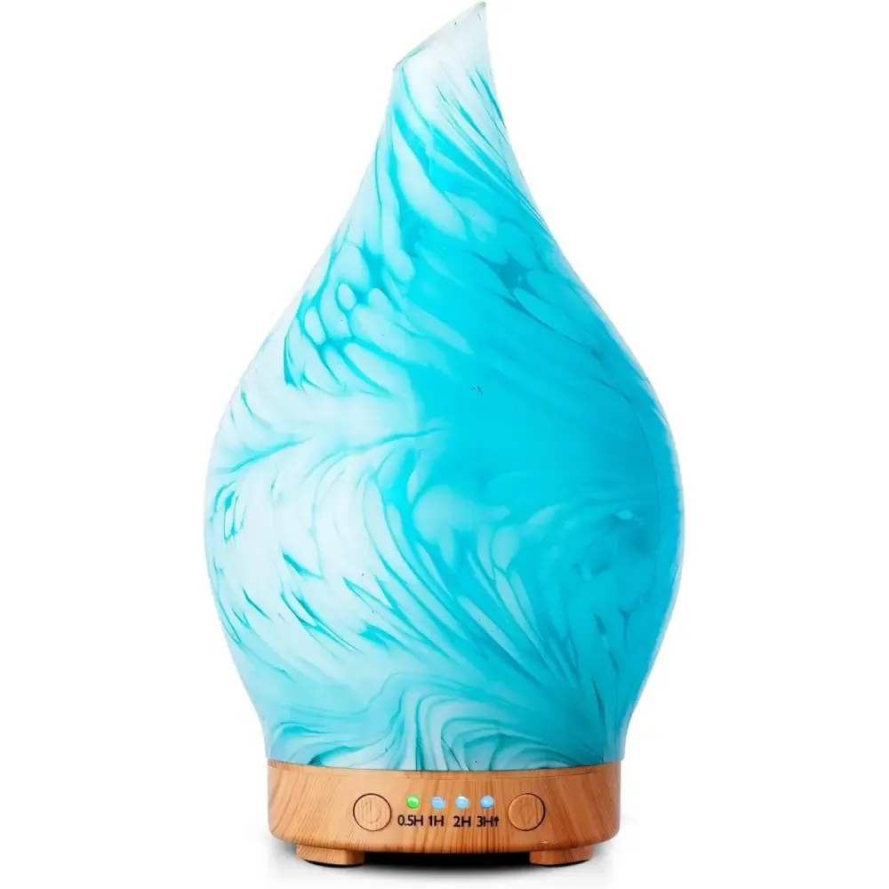 Elegant 3D Glass Marble Oil Diffuser with LED Lights