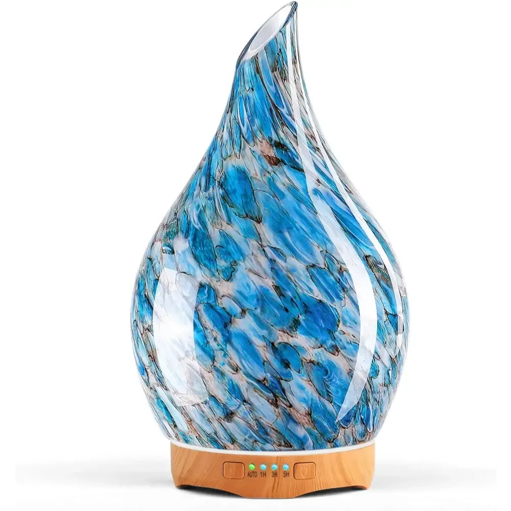 Elegant 3D Glass Marble Oil Diffuser with LED Lights