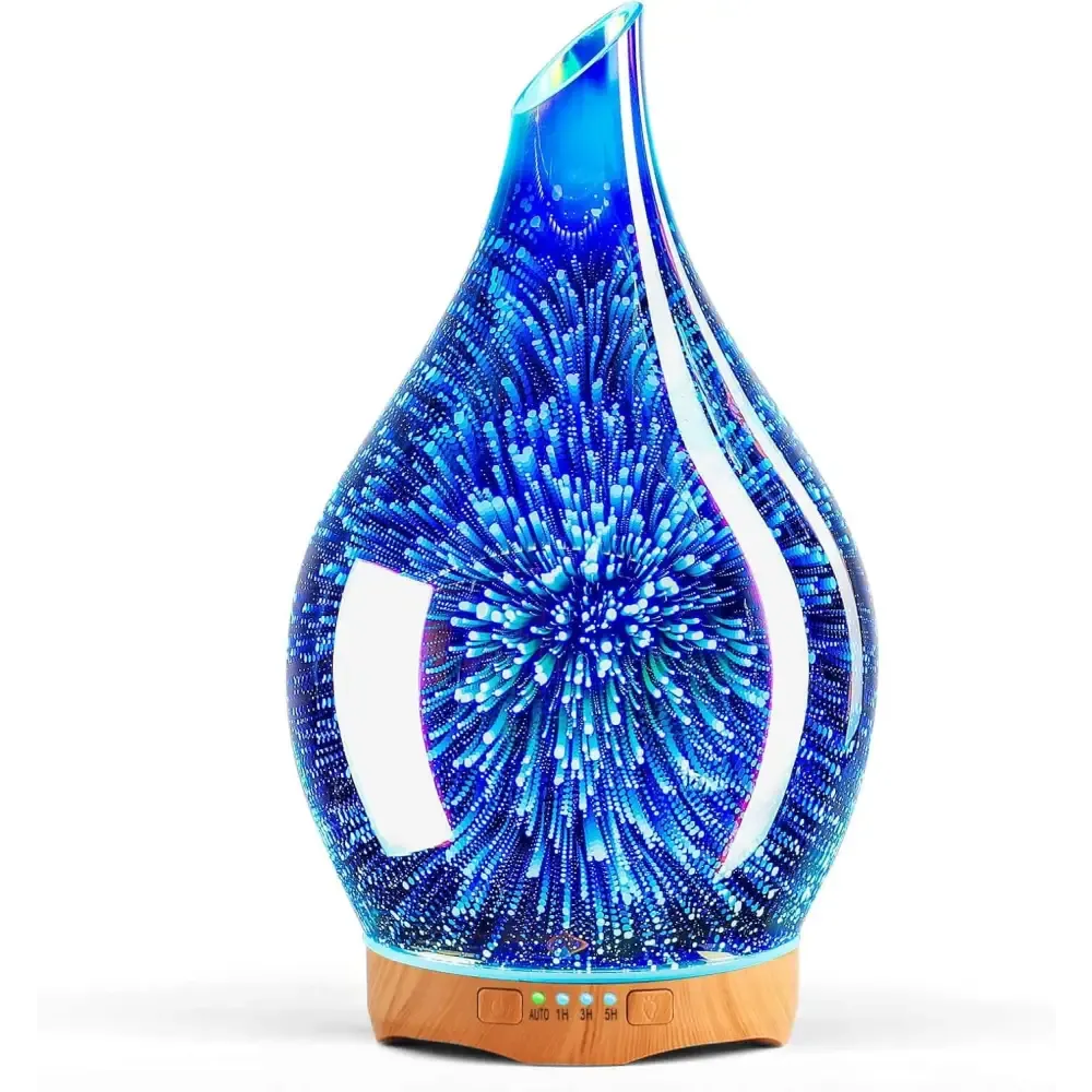 Elegant 3D Glass Marble Oil Diffuser with LED Lights
