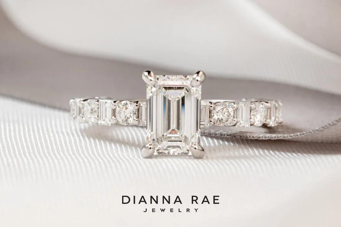 Emerald Cut Diamond Ring with Various Shaped Accents