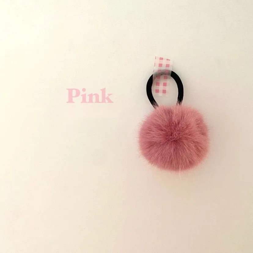 Faux Fur Pompom hair tie