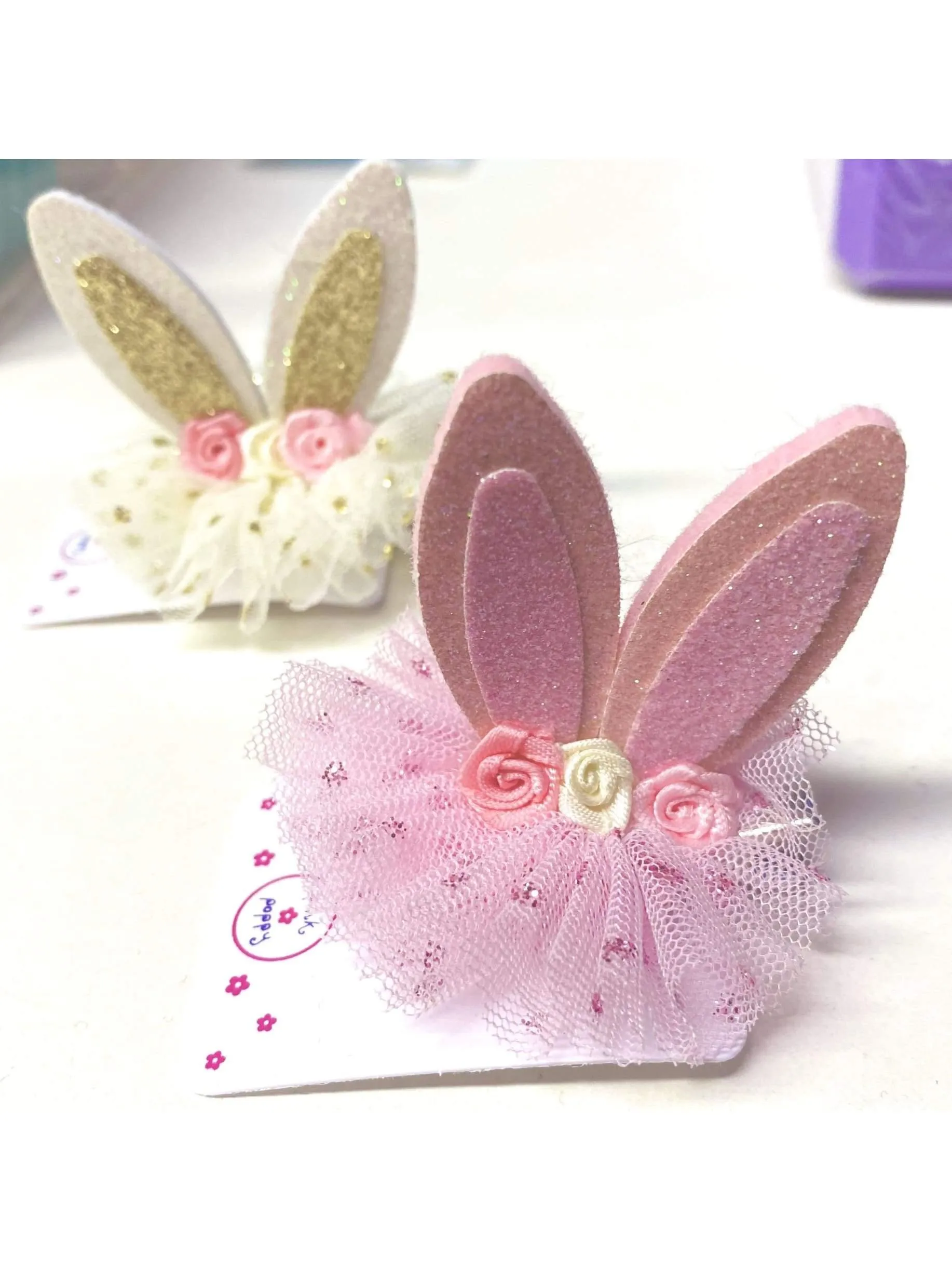 Floral Bunny Hairclips