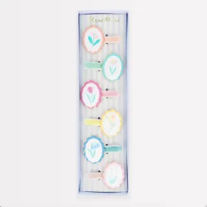 Flower Cameo Hair Clips (x6)