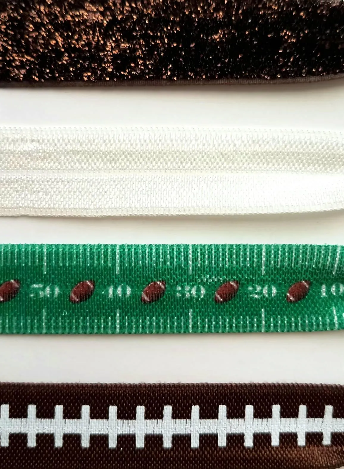 Football Hair Ribbon Set - elastic knot stretch tie accessory ponytail holder - sports laces field yard line fan mom powderpuff coach gift