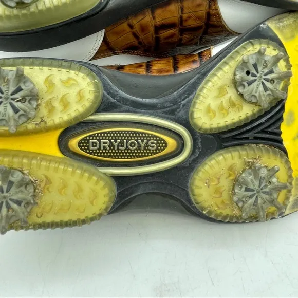 Footjoy DRYJOYS Men's 9 Croc Golf Cleats SoftSpikes 53570 White Leather OptiFlex