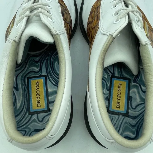 Footjoy DRYJOYS Men's 9 Croc Golf Cleats SoftSpikes 53570 White Leather OptiFlex