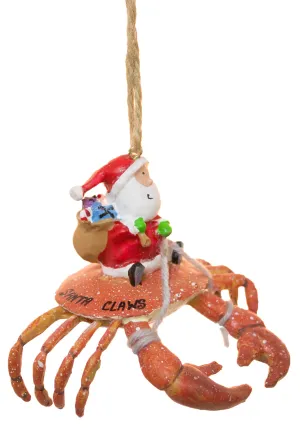 Funny Nautical Christmas Ornament - Santa Riding Crab "Santa Claws"
