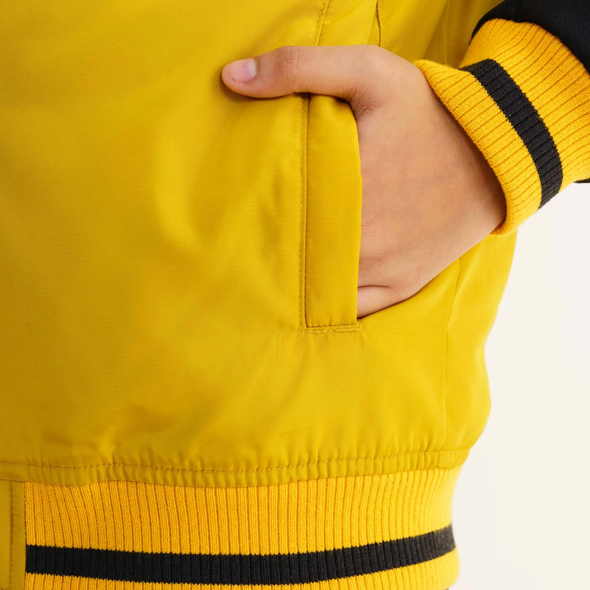 Girls Mustard Printed Bomber