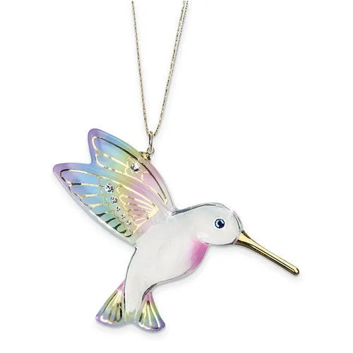 Glass Baron Gold Trim Hummingbird Necklace
