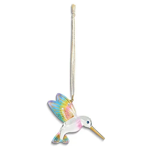 Glass Baron Gold Trim Hummingbird Necklace
