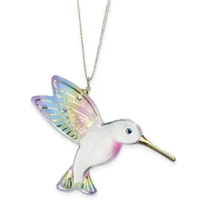 Glass Baron Gold Trim Hummingbird Necklace