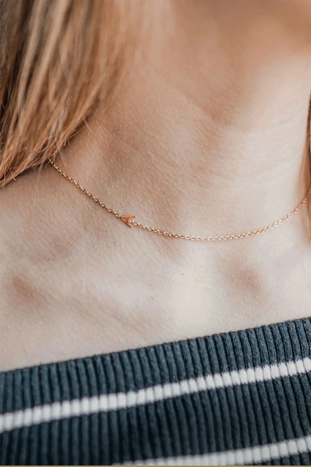 Gold Sideways Initial Necklace