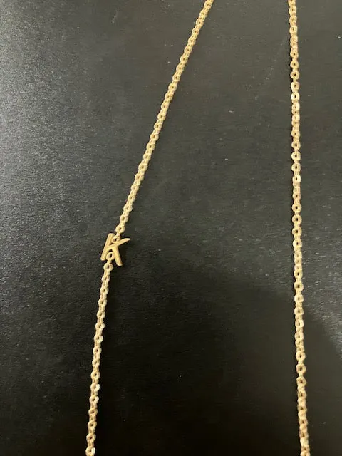 Gold Sideways Initial Necklace