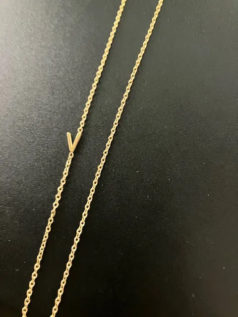 Gold Sideways Initial Necklace