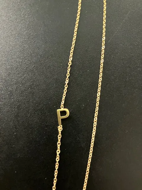 Gold Sideways Initial Necklace