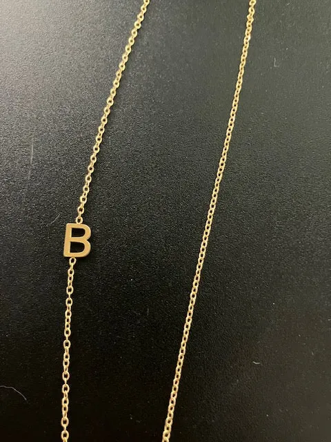Gold Sideways Initial Necklace