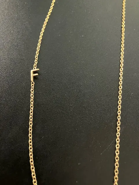 Gold Sideways Initial Necklace