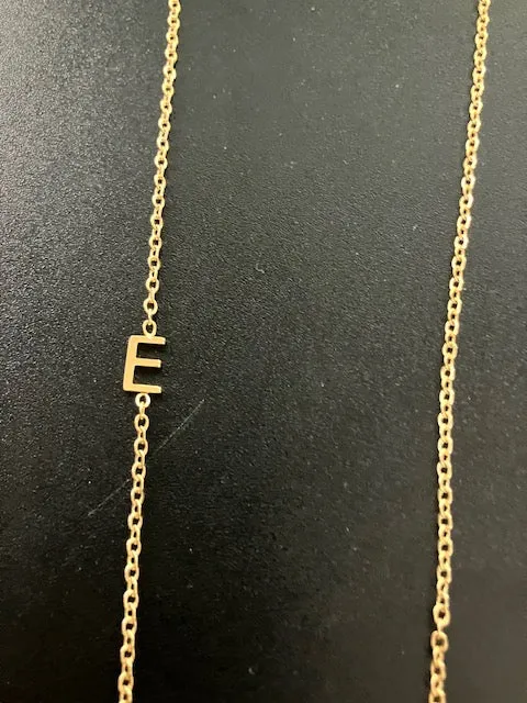 Gold Sideways Initial Necklace