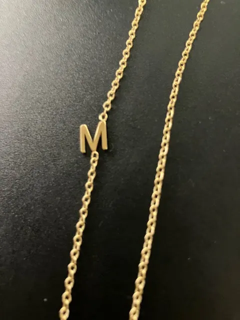 Gold Sideways Initial Necklace