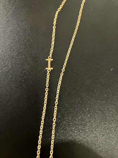 Gold Sideways Initial Necklace