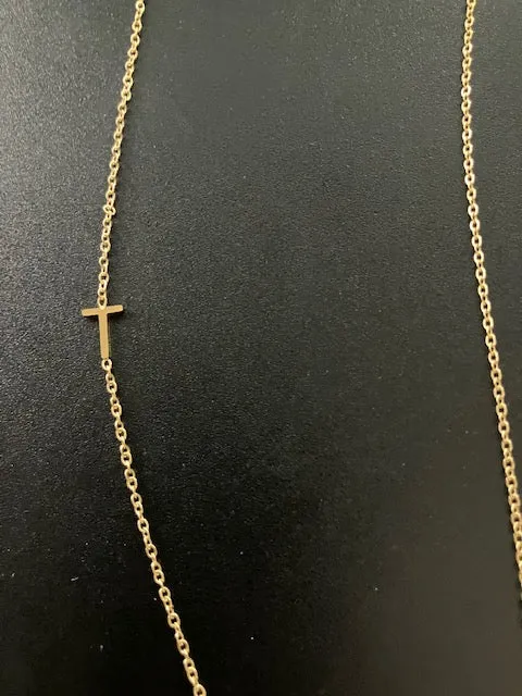 Gold Sideways Initial Necklace