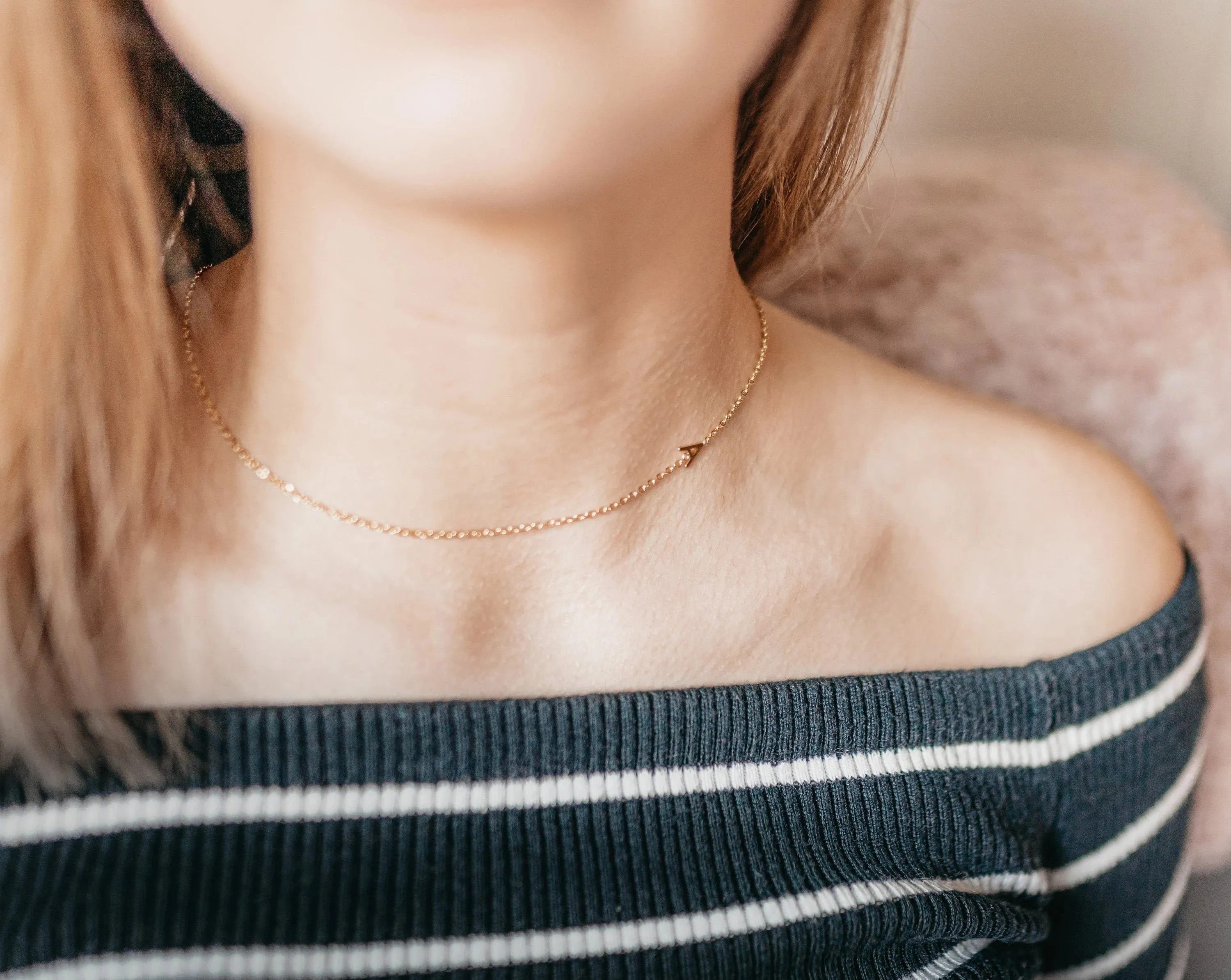 Gold Sideways Initial Necklace