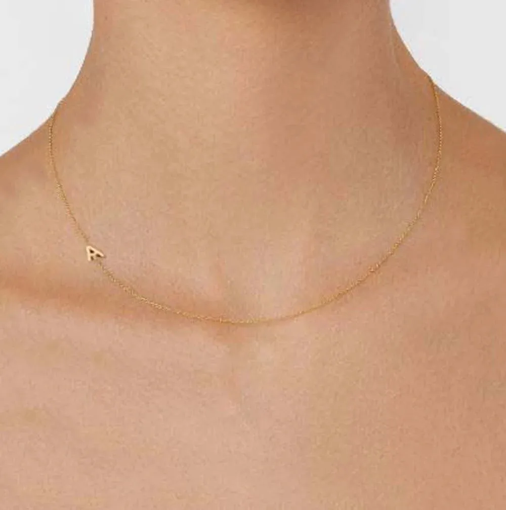 Gold Sideways Initial Necklace