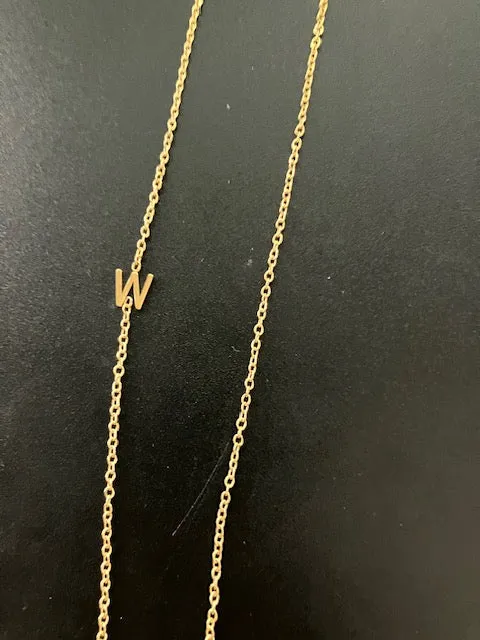 Gold Sideways Initial Necklace
