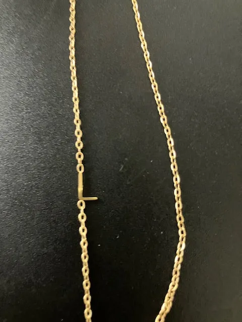 Gold Sideways Initial Necklace