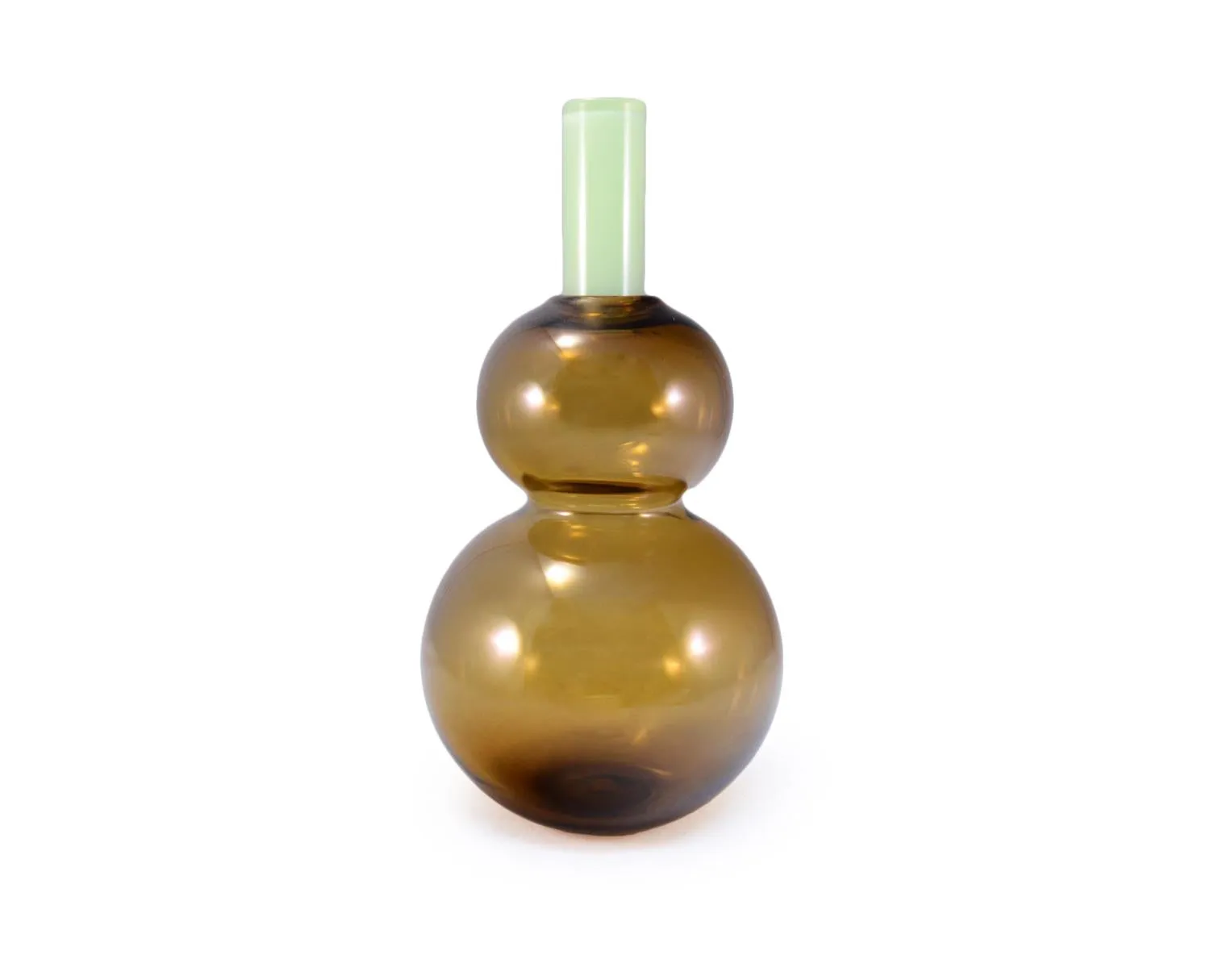 Green Double Sphere Tube Top Vase