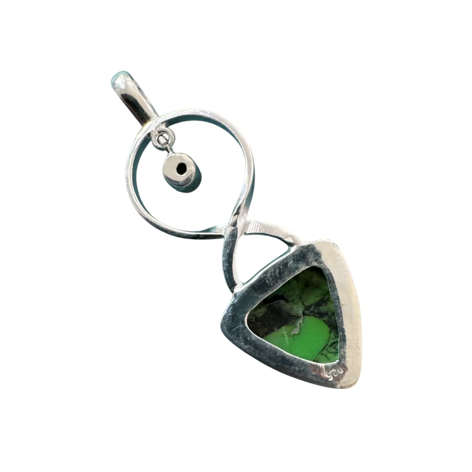 Green Mojave Turquoise & Peridot Solid 925 Sterling Silver Pendant