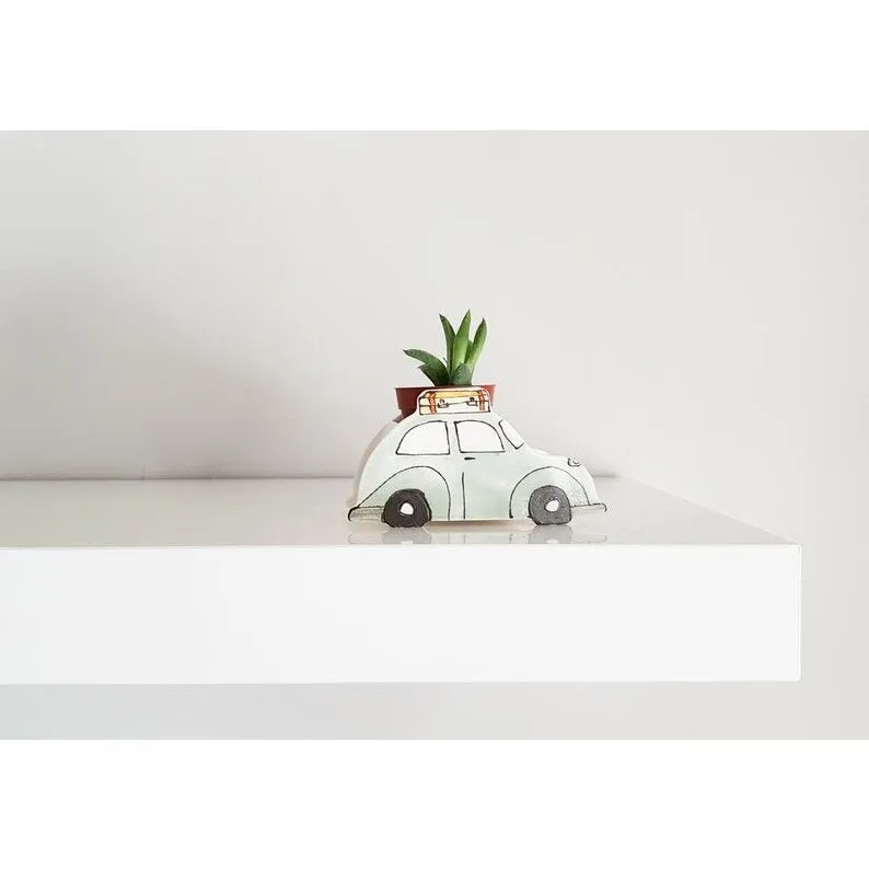 Green Vintage VW Bugs Ceramic Planter