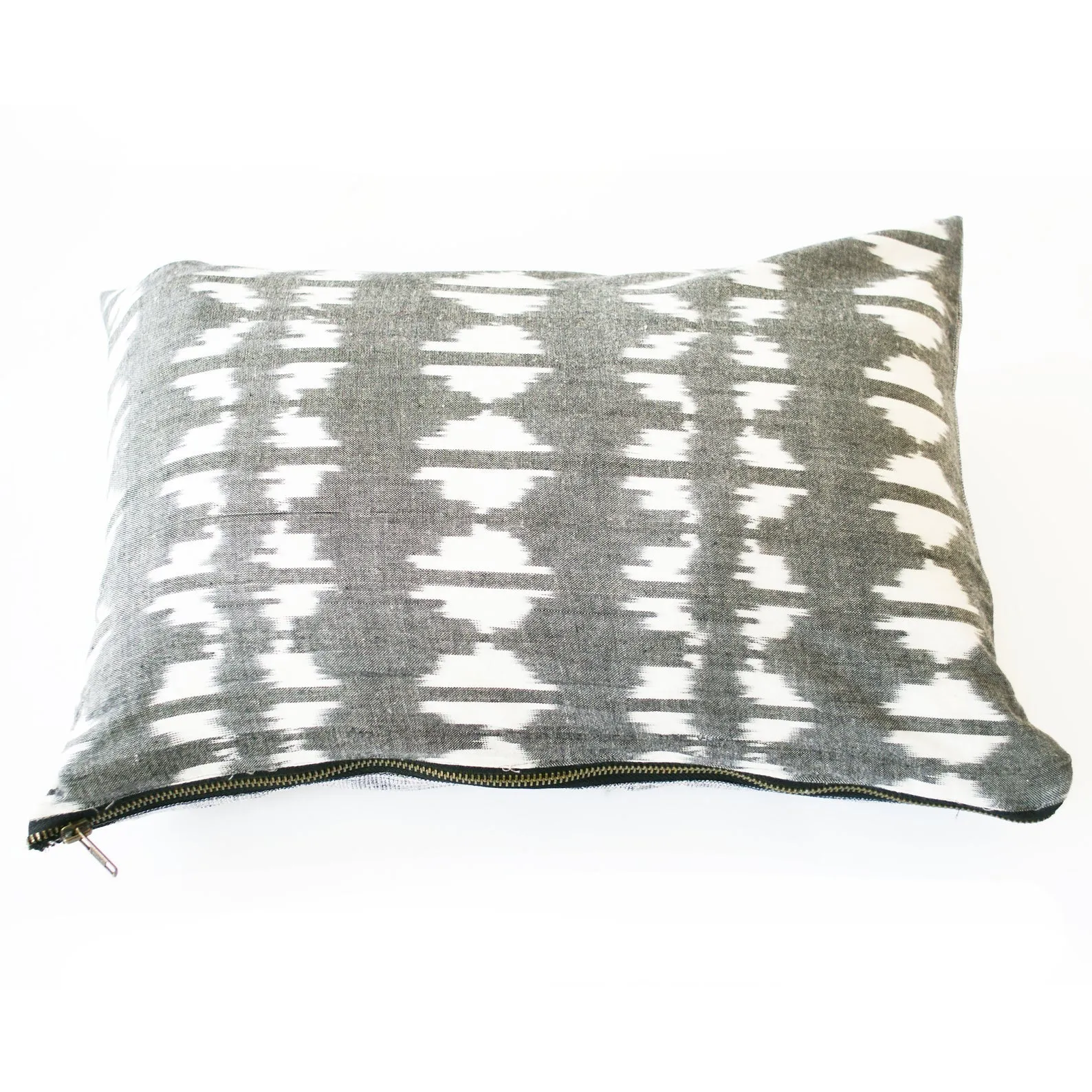 Grey Triangle Ikat Lumbar Pillow 12 x 18