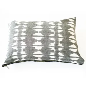 Grey Triangle Ikat Lumbar Pillow 12 x 18