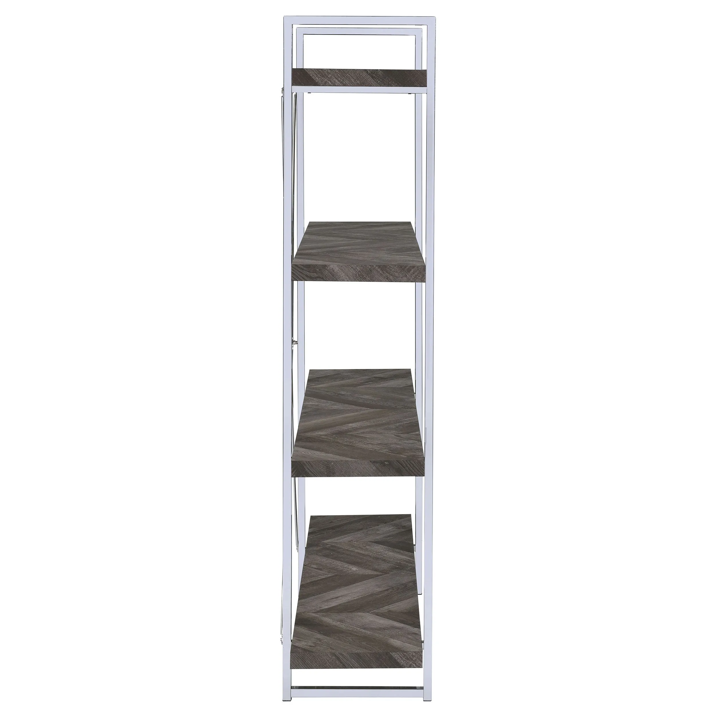 Grimma 63-inch 4-shelf Bookshelf Rustic Grey and Chrome
