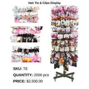 Hair Tie & Clips Display - 2,000 Pieces, Cute Hair Ties
