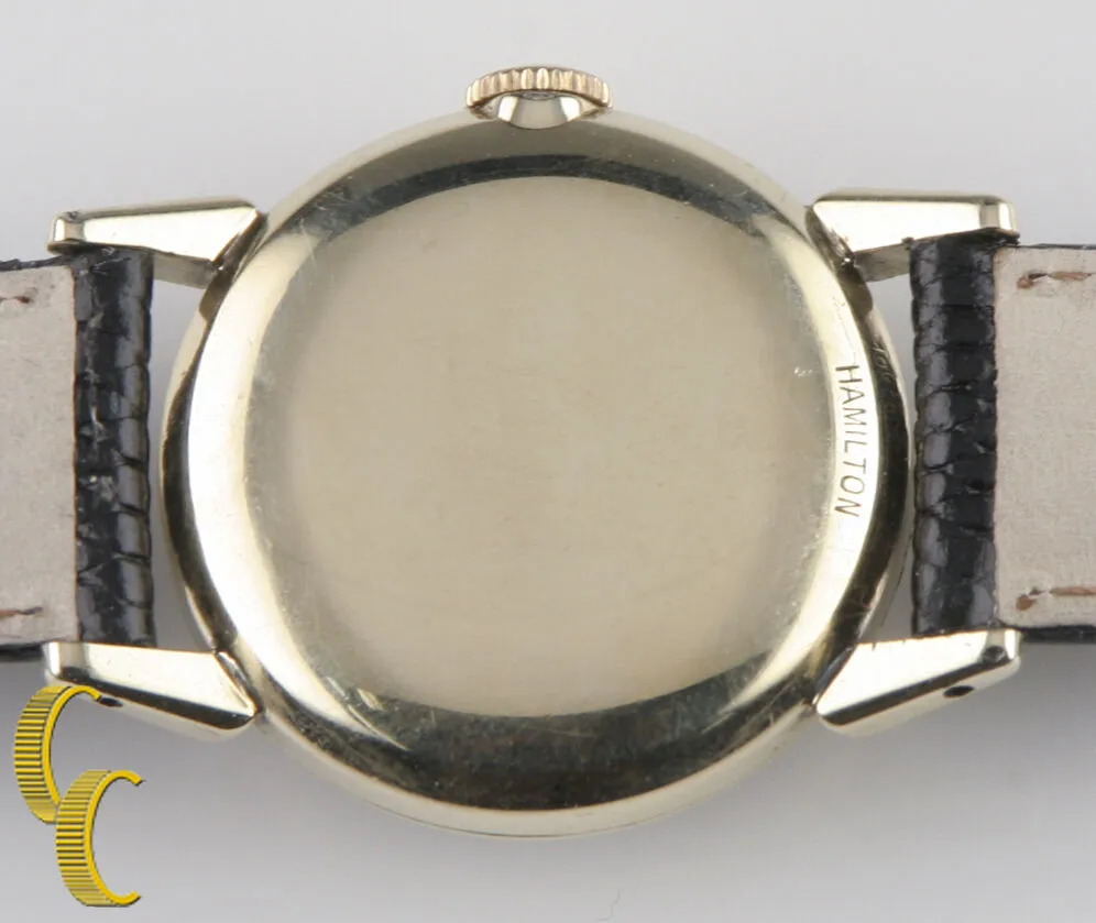 Hamilton Vtg 10k Yellow Gold Filled Mechanical Hand-Winding Watch Leather Band
