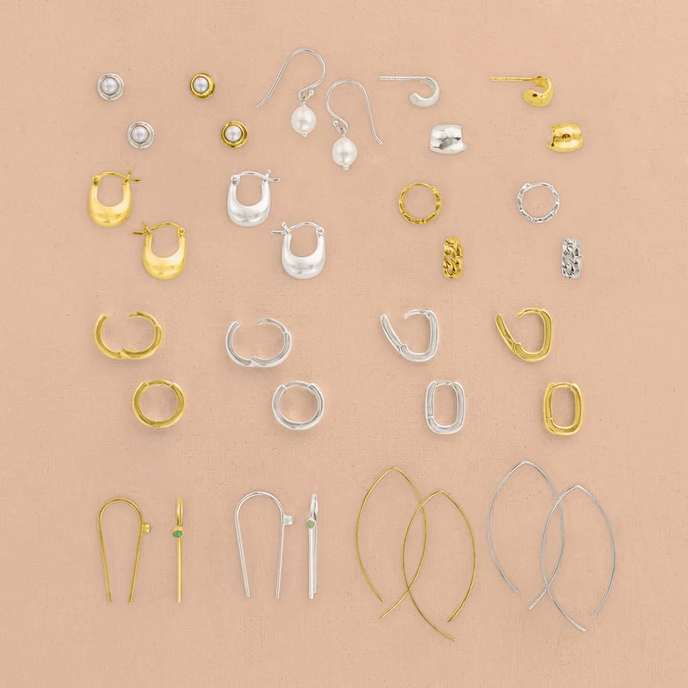Hammered Huggie Earrings in Gold