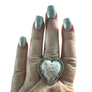HEART Natrolite Solid 925 Sterling Silver Ring 5.5