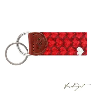 Heart Pattern Needlepoint Key Fob